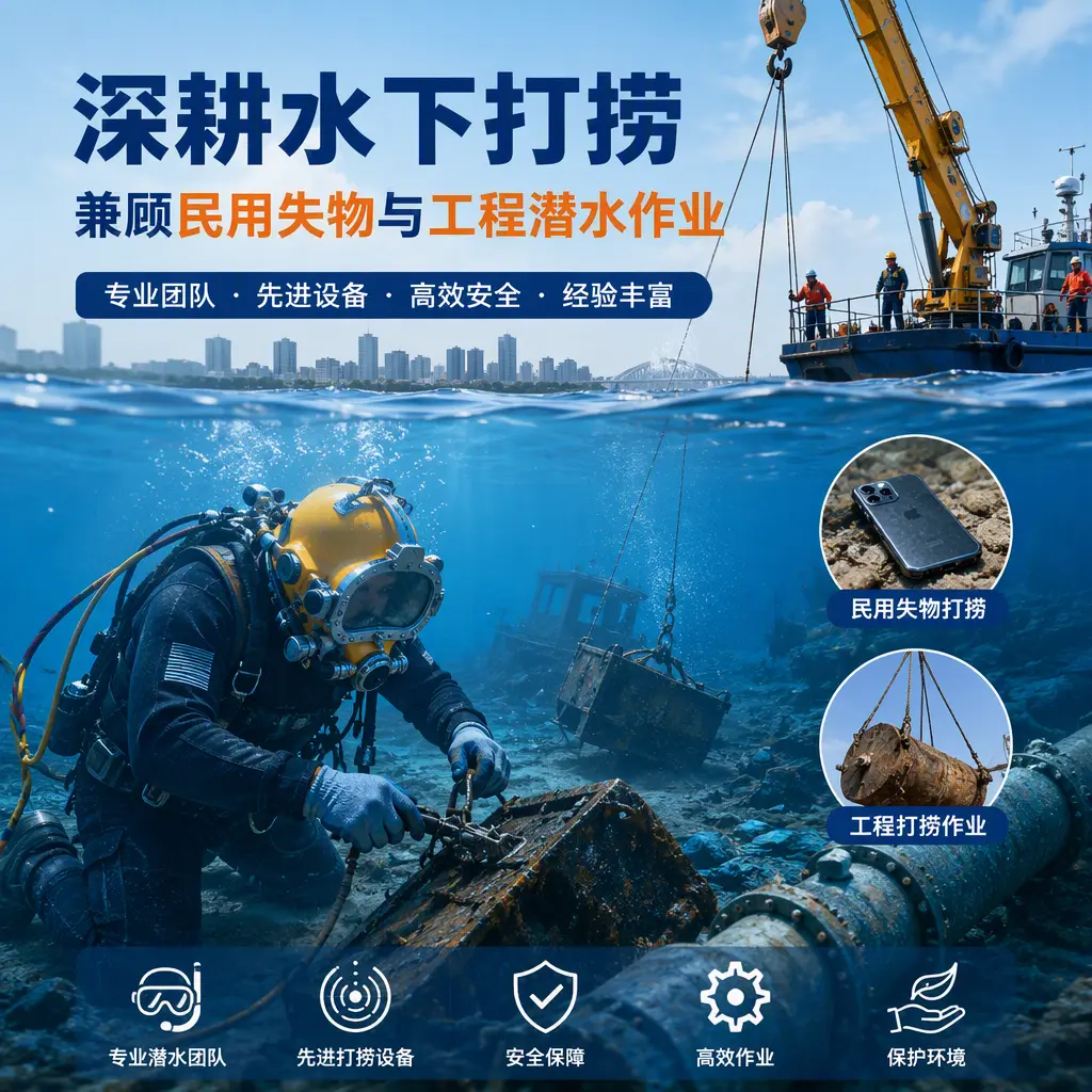 深耕水下打捞,兼顾民用失物与工程潜水作业惠阳