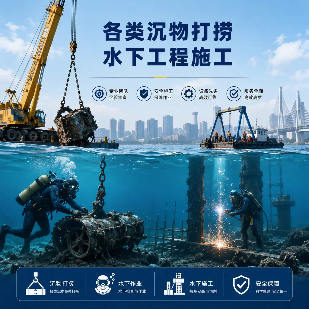 惠阳各类沉物打捞,水下工程施工