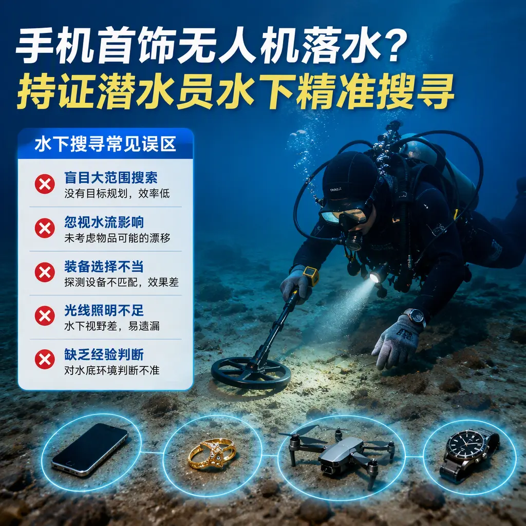 手机首饰无人机落水?惠阳持证潜水员水下精准搜寻
